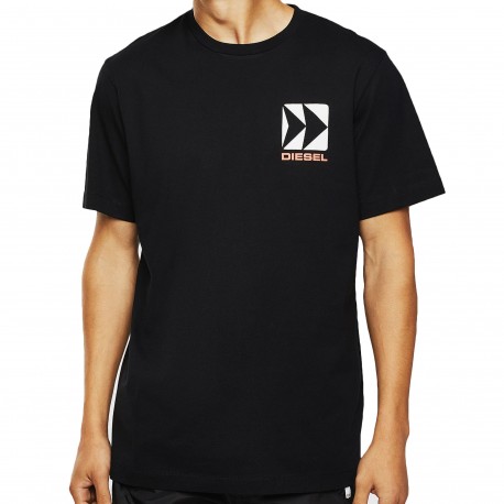 Diesel T-Shirt Logo Manches Courtes Coton Noir