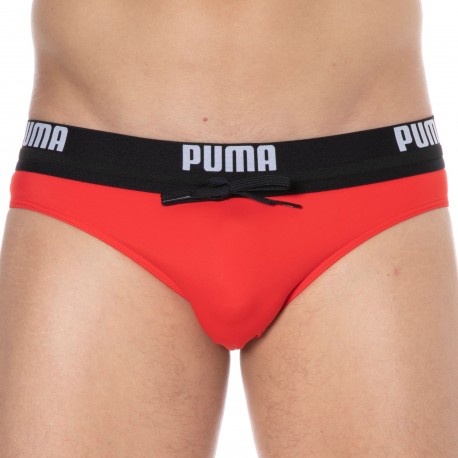 Puma Slip de Bain Natation Logo Rouge