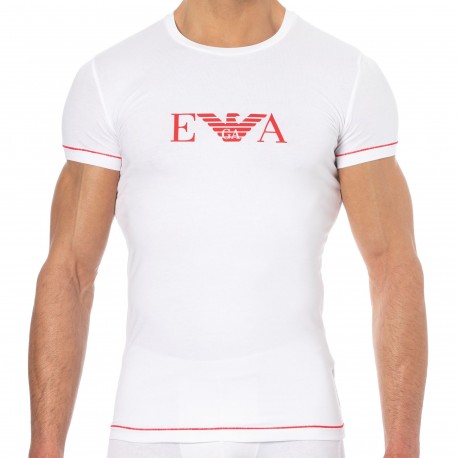 Emporio Armani T-Shirt Iconic Waistband Coton Blanc