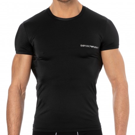Emporio Armani T-Shirt Shiny Microfiber Noir