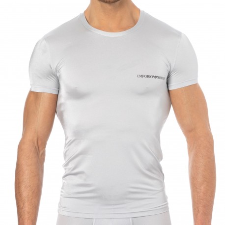 Emporio Armani T-Shirt Shiny Microfiber Argent