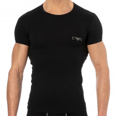 Emporio Armani T-Shirt Monogram Coton Noir