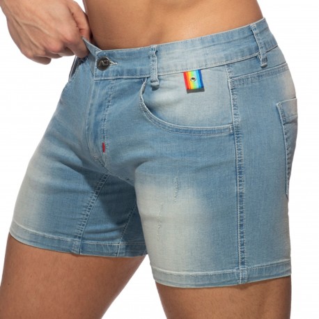 Addicted Short Jeans Rainbow Tape Bleu Indigo