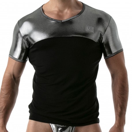 TOF Paris Metallic T-Shirt - Black - Silver