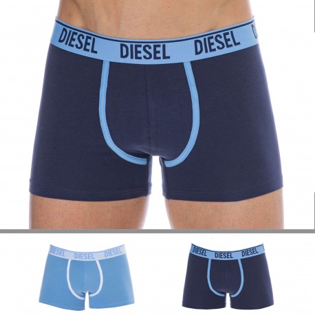 Diesel 2-Pack Contrast Cotton Boxer Briefs - Navy - Sky Blue