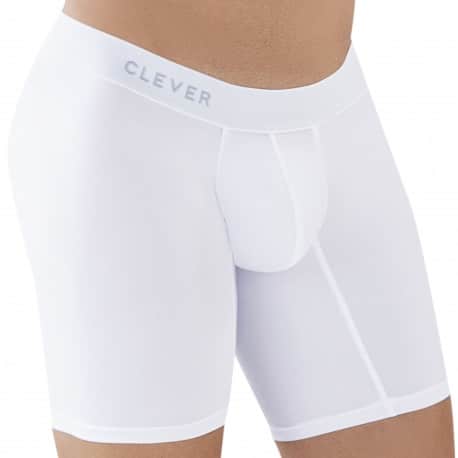 Clever Caribbean Cotton Long Boxer Briefs - White