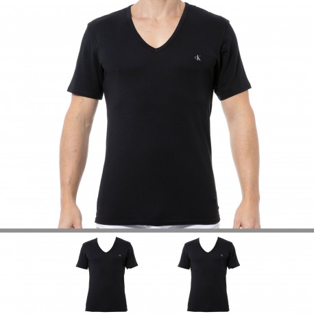 Calvin Klein 2-Pack Ck One Cotton V-Neck T-Shirts - Black