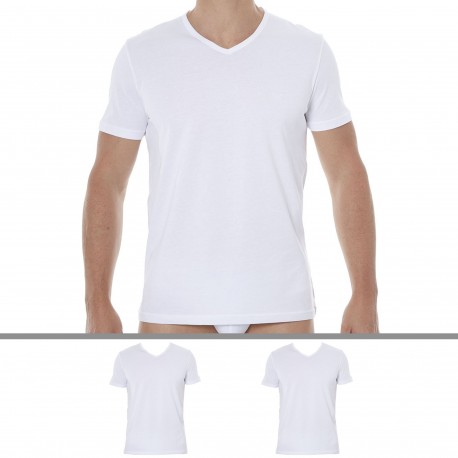 Emporio Armani 2-Pack Pure Cotton V-Neck T-Shirts - White