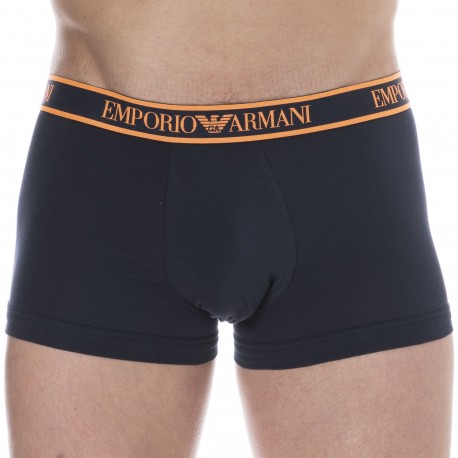 Emporio Armani Core Logoband Cotton Boxer Briefs - Navy - Orange