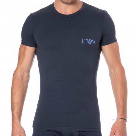 Emporio Armani Bold Monogram Cotton T-Shirt - Navy - Blue