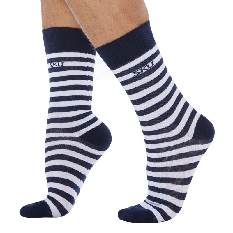 SKU Sailor Dress Socks - Navy Blue - White | INDERWEAR