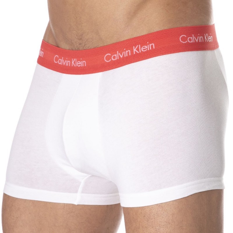 3-Pack Cotton Stretch Boxers - White with Blue, Black, Red Waistband