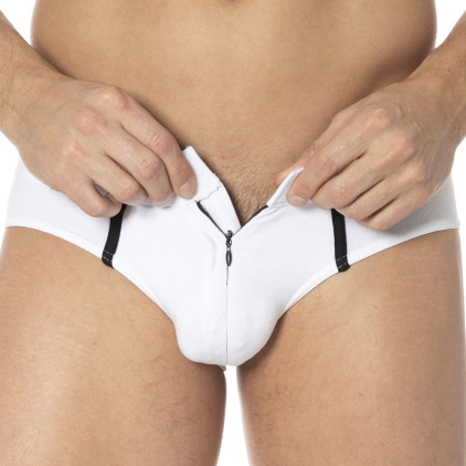 Slip Elegant Zip Blanc Doreanse