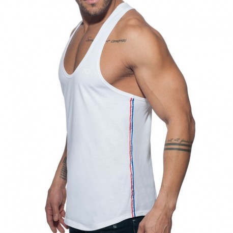 Addicted Flags Tape Tank Top - White