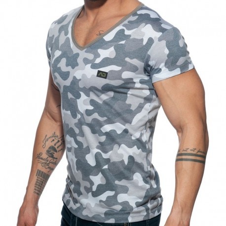 Addicted T-Shirt Washed Camo Gris