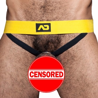 Double Jock Strap Cockring Jaune AD Fetish