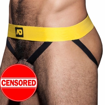Double Jock Strap Cockring Jaune AD Fetish
