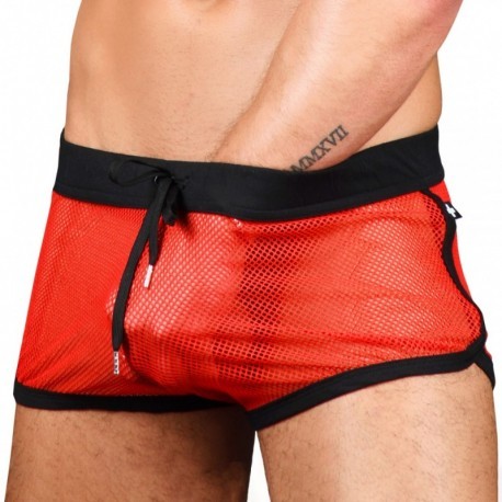 Andrew Christian Short Jogger Sexy See-Through Mesh Rouge