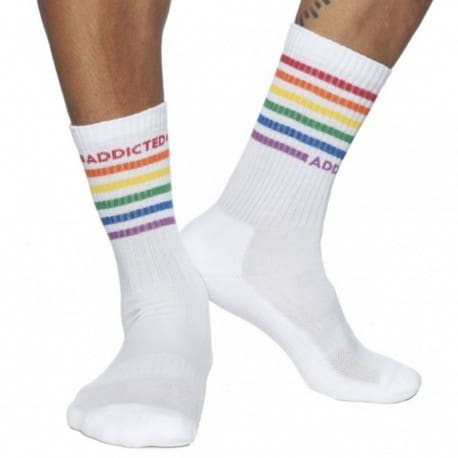 Addicted Chaussettes Rainbow Blanches