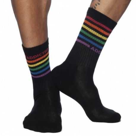 Addicted Rainbow Socks - Black