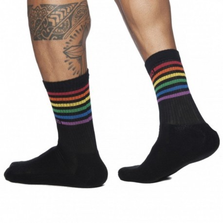 Addicted Chaussettes Rainbow Noires