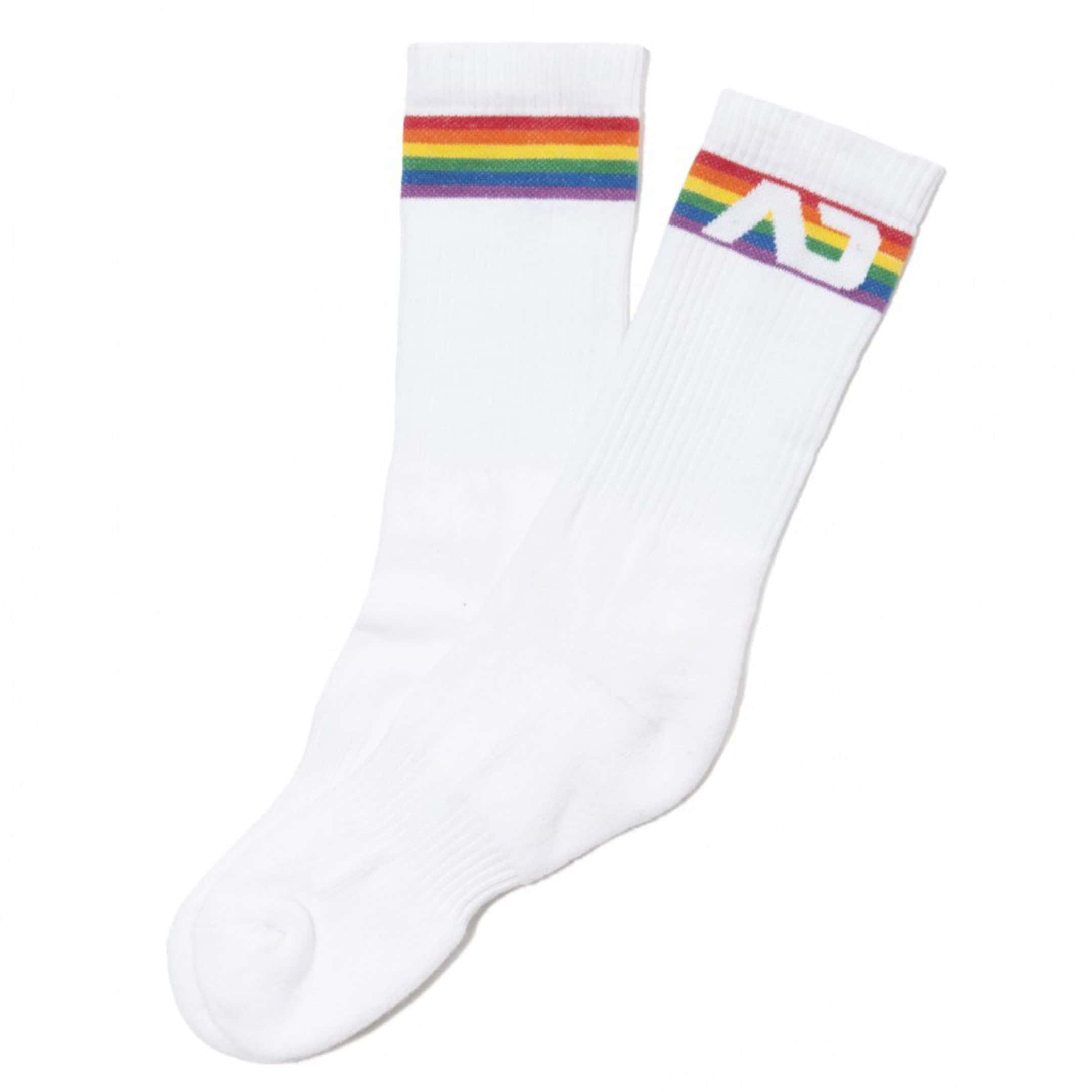 Addicted AD Rainbow Socks - White | INDERWEAR