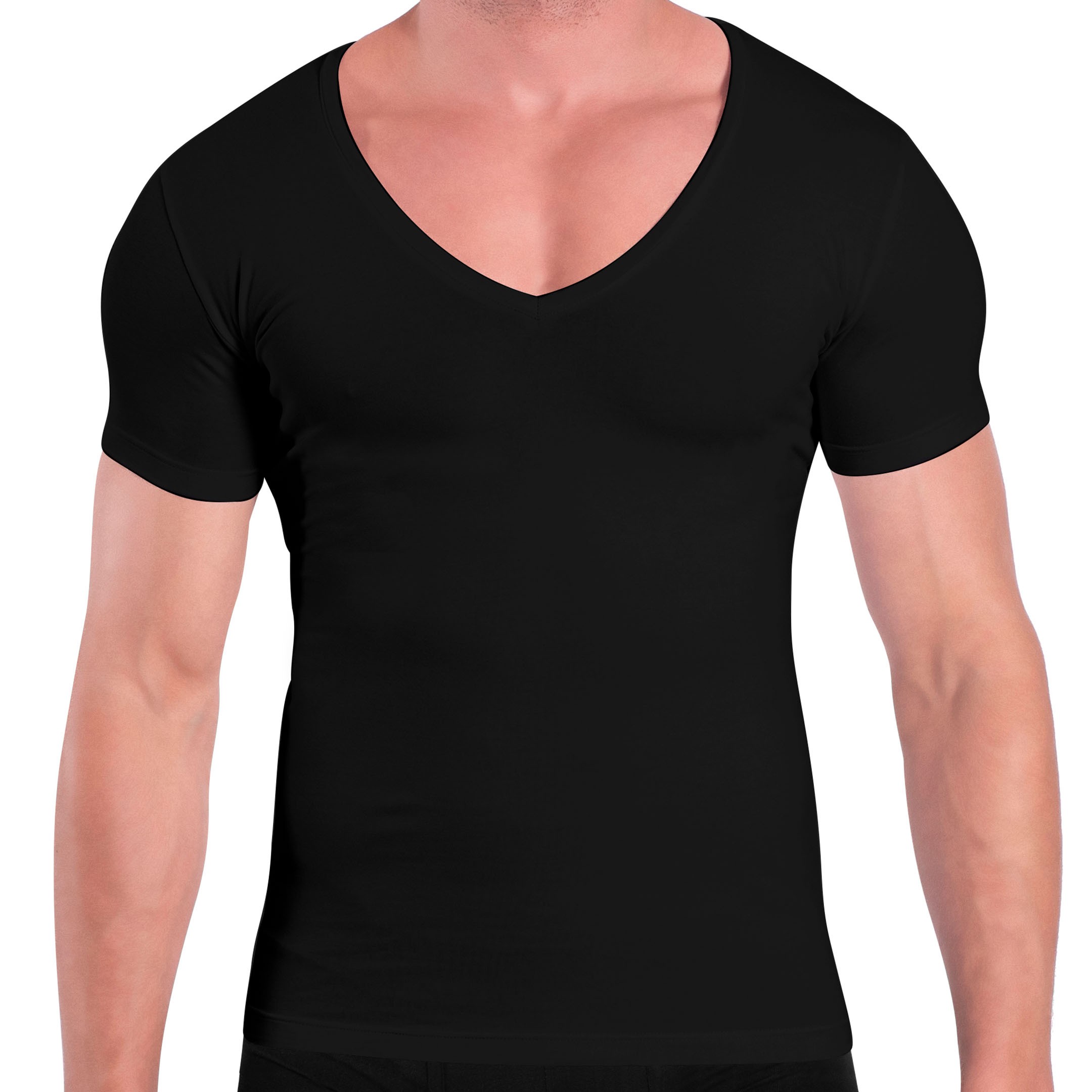 Rounderbum Deep V Cotton Compression T-Shirt - Black