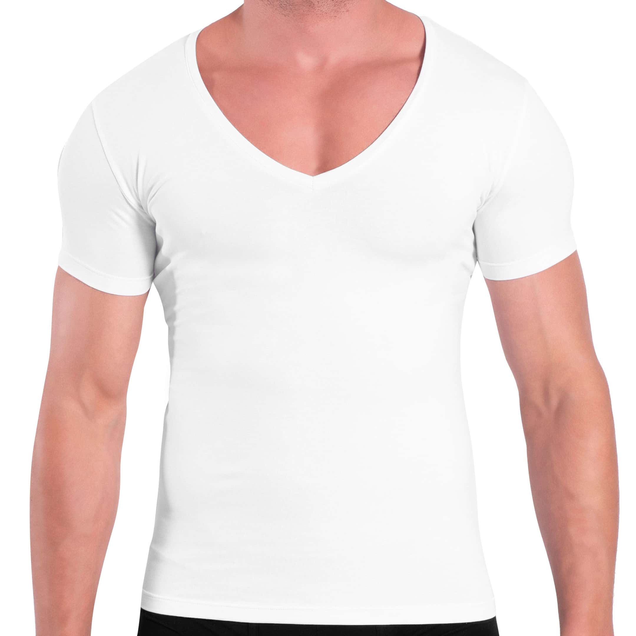 Rounderbum Deep V Cotton Compression T-Shirt - White