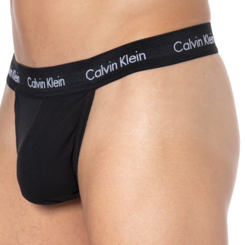 Calvin Klein Pack Cotton Stretch Thongs Black Inderwear