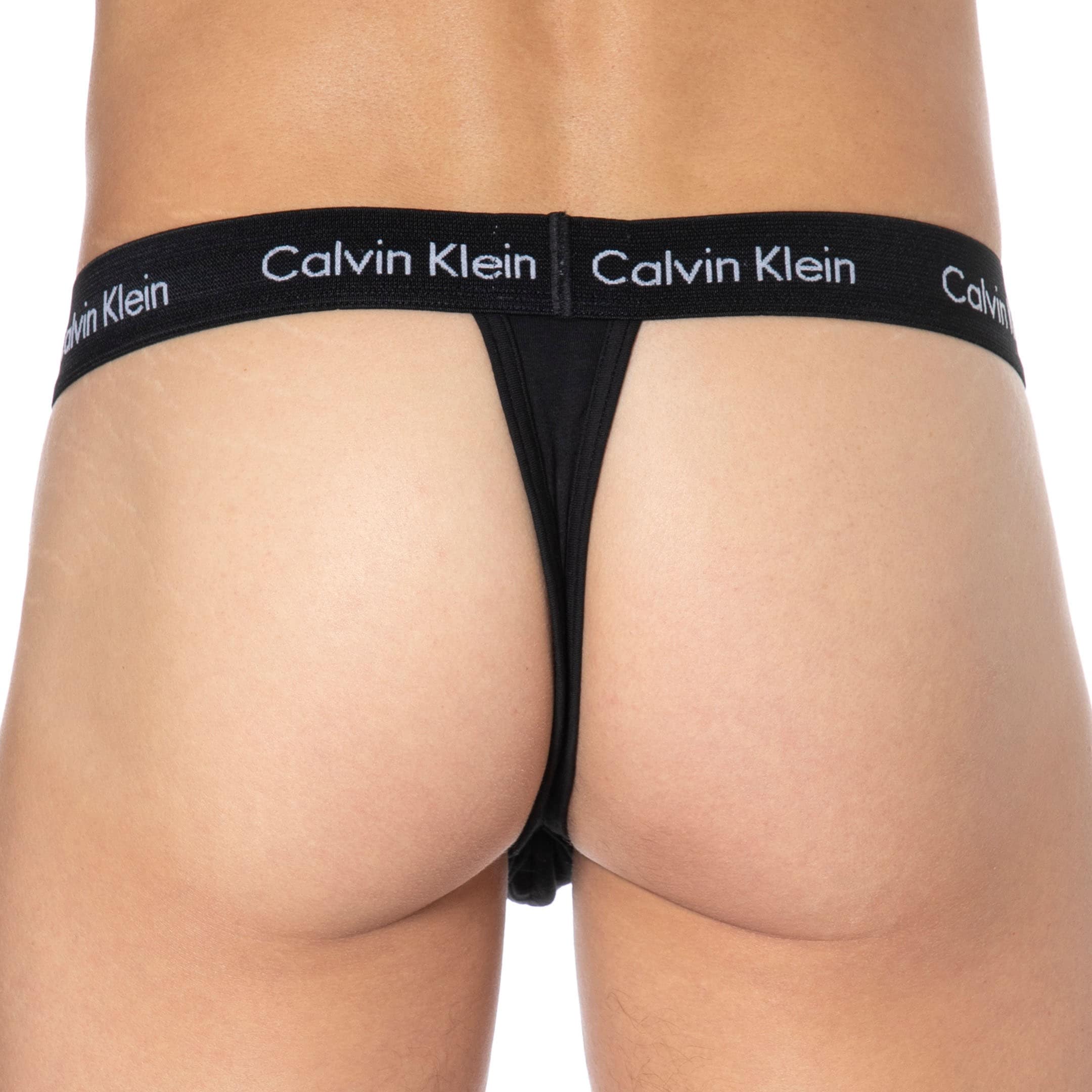 Calvin Klein Lot de 2 Strings Cotton Stretch Noirs