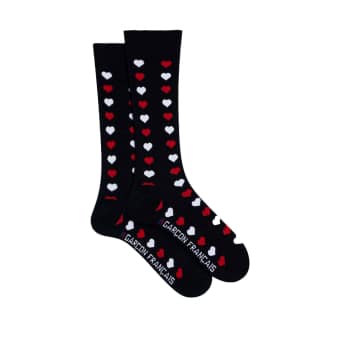 Chaussettes Basses Coton Cœurs Bleu Marine Garçon Français