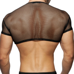 T-Shirt Crop C-Through Mesh Noir Addicted
