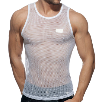 Addicted C-Through Mesh Tank Top - White
