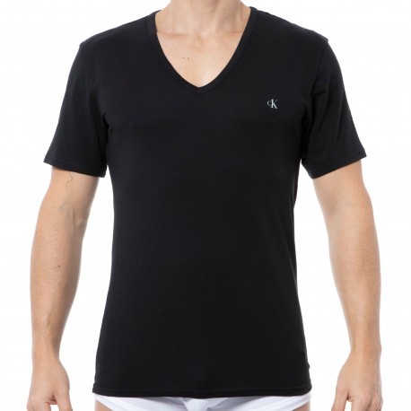 Calvin Klein Lot de 2 T-Shirts Col V Ck One Coton Noirs