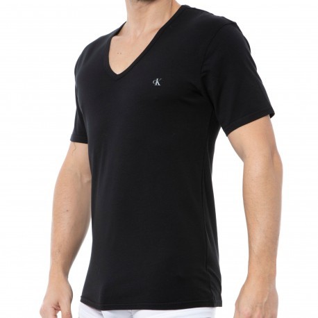 Calvin Klein Lot de 2 T-Shirts Col V Ck One Coton Noirs