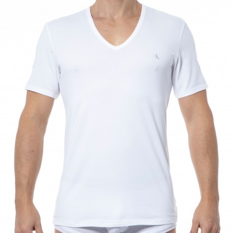 Calvin Klein Lot de 2 T-Shirts Col V Ck One Coton Blancs