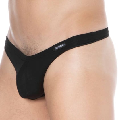 String Sexy Coton Modal Uni Noir Doreanse