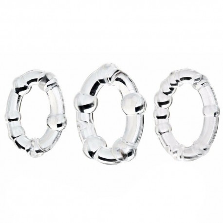Orion 3-Pack Transparent Cockrings with Balls