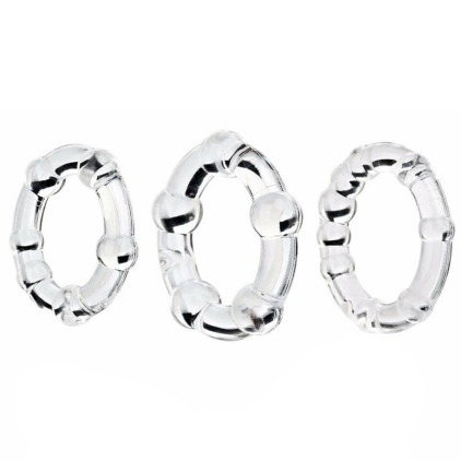 Lot de 3 Cockrings Transparents à Billes Orion