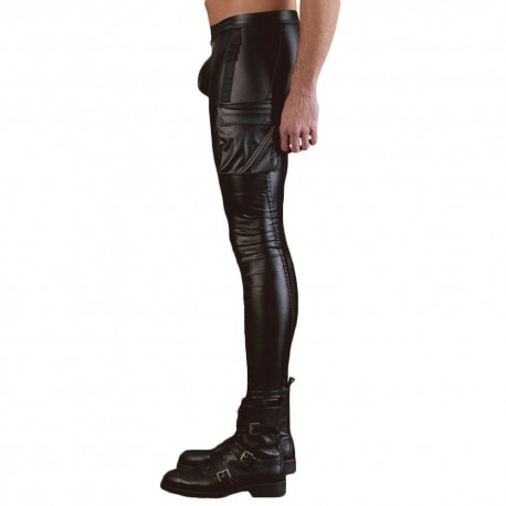 Orion Matte Leatherette Biker Pants - Black