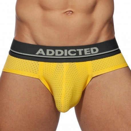 Addicted Cockring Mesh Briefs - Yellow