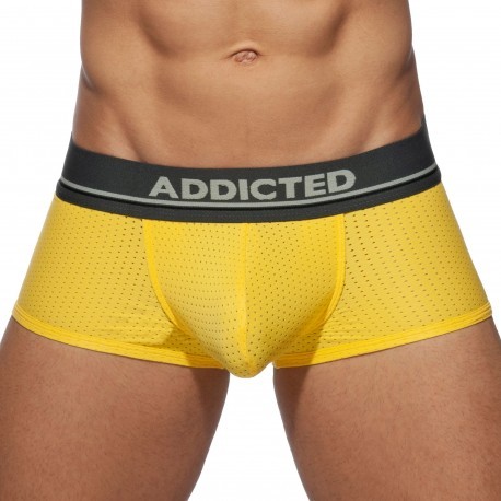 Addicted Cockring Mesh Trunks - Yellow