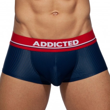 Addicted Cockring Mesh Trunks - Navy Blue