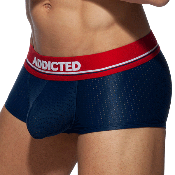 Addicted Cockring Mesh Trunks - Navy Blue