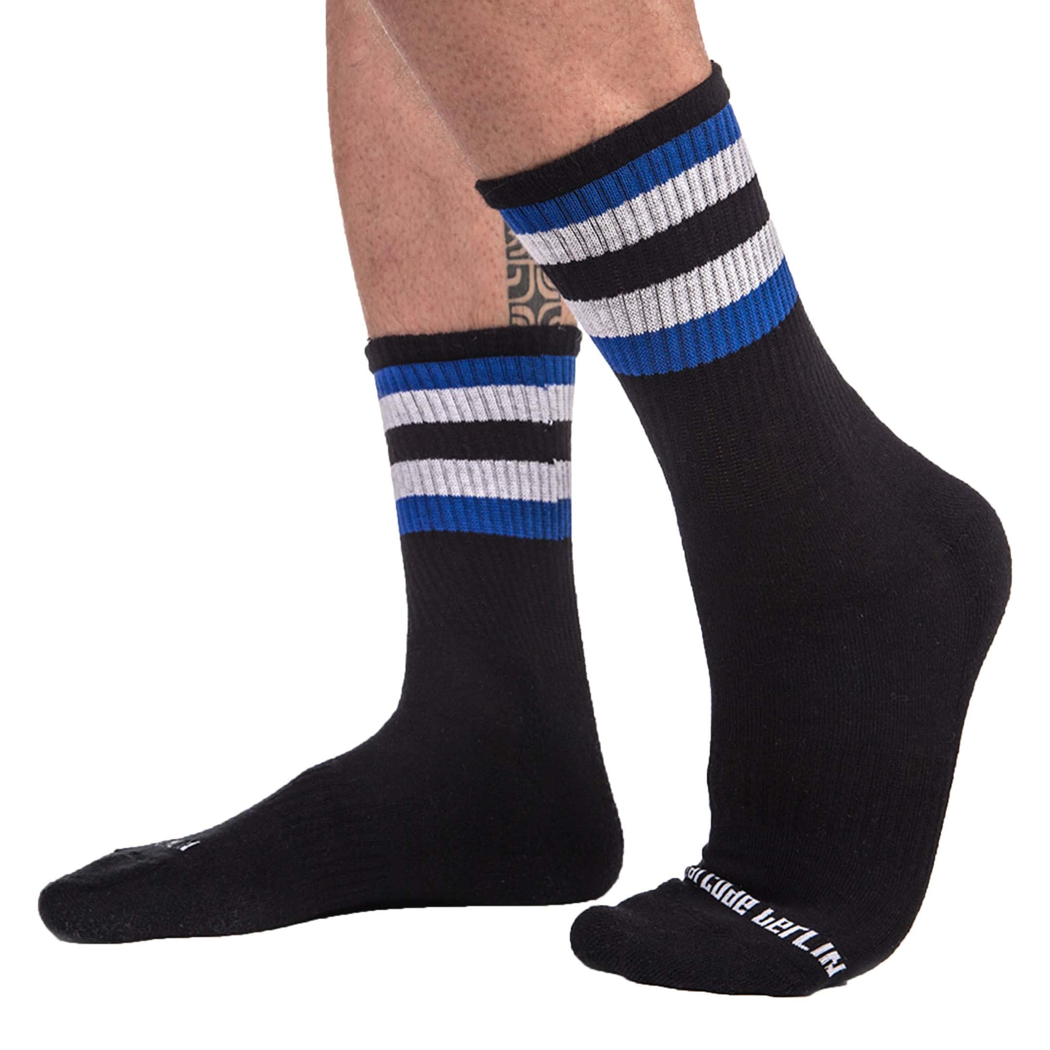 Barcode Fetish Striped Sports Socks - Black