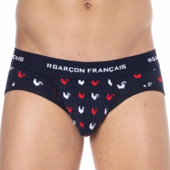 Slip Coq Gaulois Bleu Marine Garçon Français