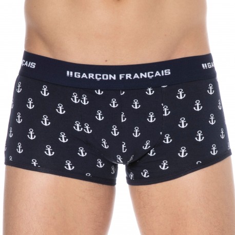 Garcon Francais Anchor Cotton Trunks - Navy