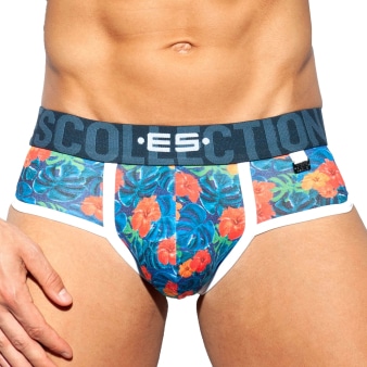 Slip Double Side Flowers Bleu Marine ES Collection