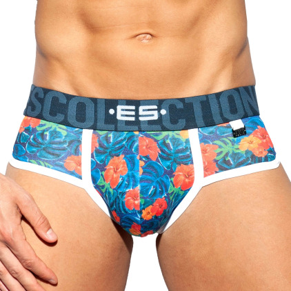 Slip Double Side Flowers Bleu Marine ES Collection