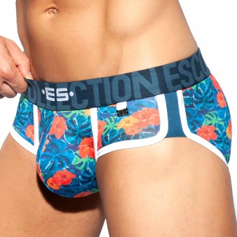 Slip Double Side Flowers Bleu Marine ES Collection